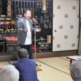 豊川の財賀寺で松井画伯が講演