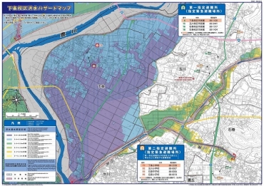 避難所情報なども盛り込んだ豊川流域の校区別マップ(提供)