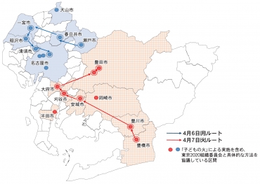 聖火リレーのルート図