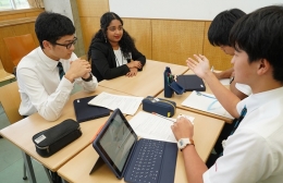 海陽学園で米の高校生と交流会
