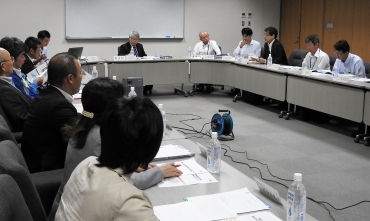 関係機関から出席した委員が意見を交わした地域強靭化計画の検討会議=豊川市役所で