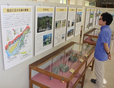 東三河にある城跡と現場の地質を紹介する特別展=新城市鳳来寺山自然科学博物館で