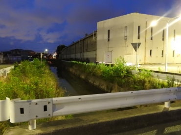 かつて「はたご池」があったとされる場所。今は用水路が流れる=豊橋市下地町で