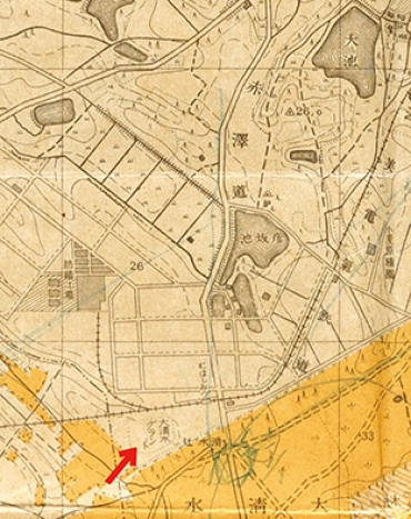 「大清水グランド」と記された1939年当時の地図(豊橋美術博物館提供)