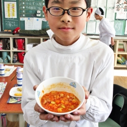 蒲郡南部小児童考案の豆料理 市内小中学校の給食に登場