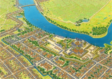 吉田城と城下町の鳥瞰図