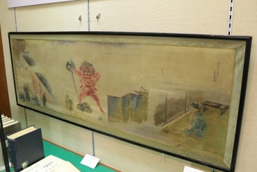 早川孝太郎が敬三に贈った絵画「或る想い出」=市中央図書館で
